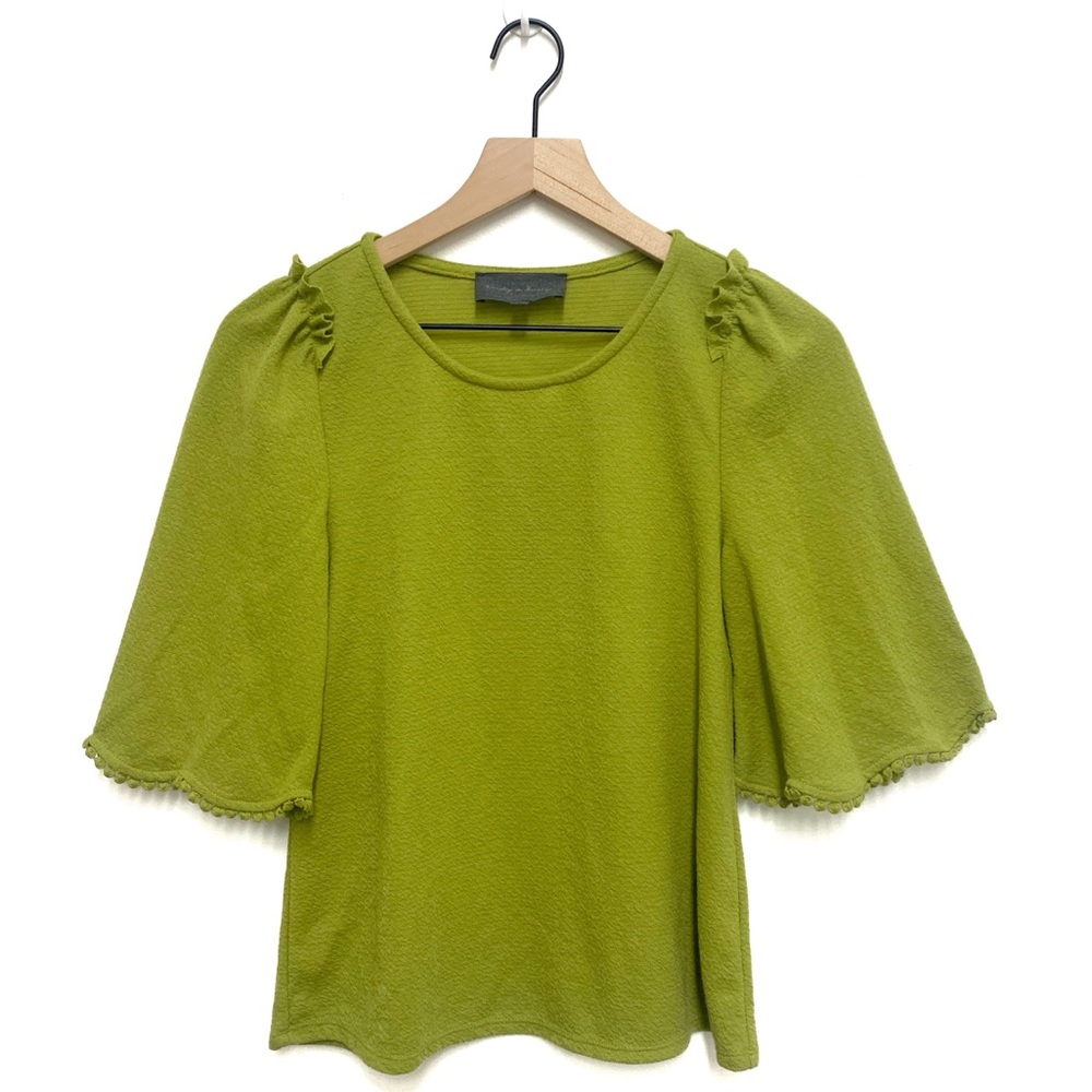 Sunday in Brooklyn by Anthropologie Green Flutter Sleeve Top